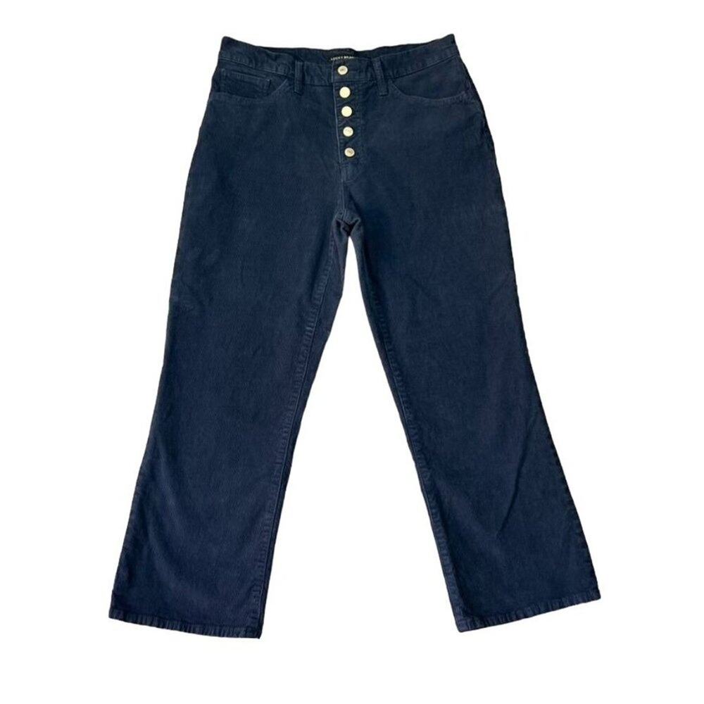 Lucky Brand Jeans Womens 12/31 Navy High Rise Bridgette Crop Mini Boot Corduroy